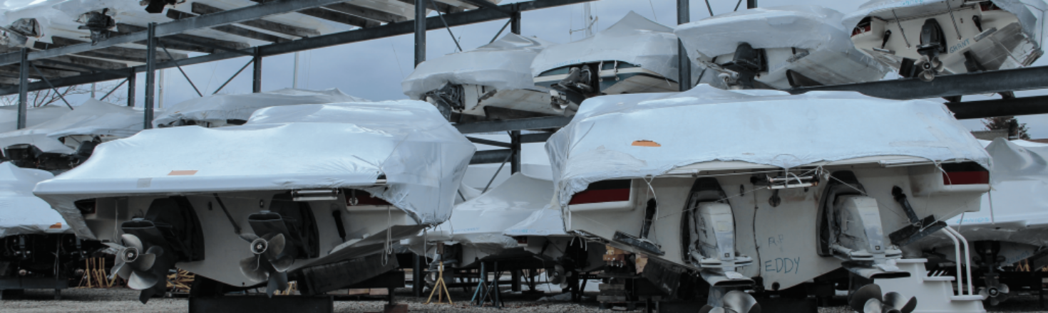 Boats Shrink Wrapped and Stored for the Winter Season at Harborside Marina
